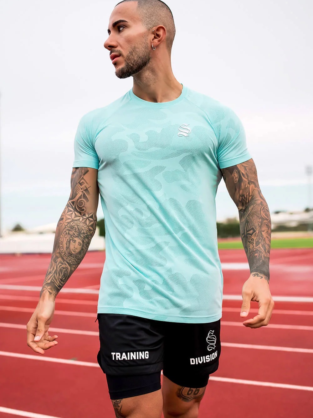 Men’s Pale Blue Camo Short Sleeve Performance Tee
